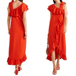 Ganni Clark Ruffled Stretch Crepe Maxi Dress Red Size 6